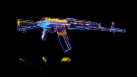 Rendering 3D animation, VISUAL EFFECTS assault rifle Model on a black background Stock-Footage 274847820