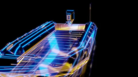 Rendering 3D animation, VISUAL EFFECTS Boat Model on a black background Stock Footage 274848031
