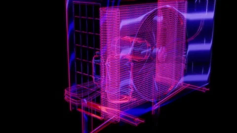 Rendering 3D animation, VISUAL EFFECTS Air conditioner Model on a black Video stock 274926604