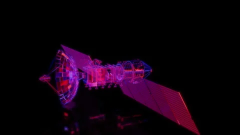 Rendering 3D animation, VISUAL EFFECTS Satellite Model on a black background Video stock 274926829