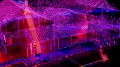 Rendering 3D animation, VISUAL EFFECTS Chinese Building Rock Wood House Model on Stock Footage 274927372