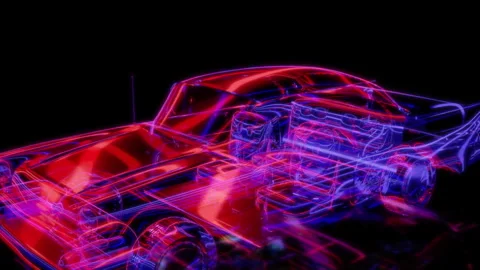 Rendering 3D animation, VISUAL EFFECTS car Model on a black background Stock Footage 274927762