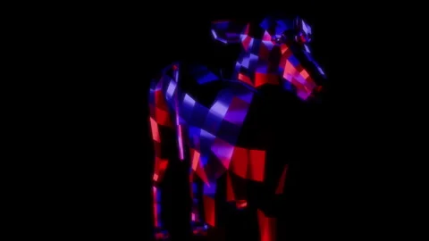 Rendering 3D animation, VISUAL EFFECTS Low Poly Greyhound Dog Model on a black Stock Footage 274928411