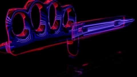 Rendering 3D animation, VISUAL EFFECTS Trench Knife Model on a black background Stock Footage 274928526