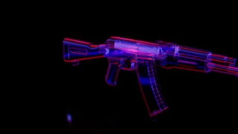 Rendering 3D animation, VISUAL EFFECTS assault rifle Model on a black background Stock Footage 274928897