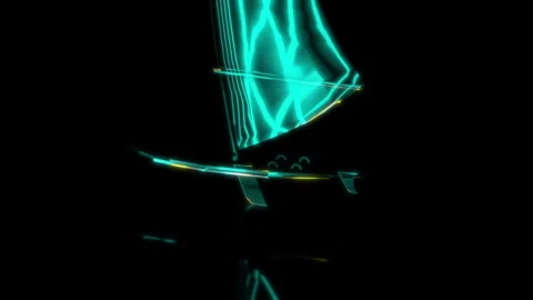 Rendering 3D animation, VISUAL EFFECTS Low Poly Wind Surf Model on a black Stock Footage 275088466