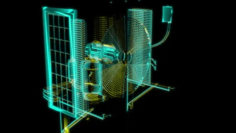 Rendering 3D animation, VISUAL EFFECTS Air conditioner Model on a black Video stock 275088908