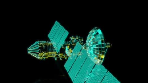 Rendering 3D animation, VISUAL EFFECTS Satellite Model on a black background 스톡 동영상 275089242