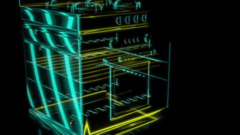 Rendering 3D animation, VISUAL EFFECTS Oven Model on a black background Vídeos de archivo 275089645
