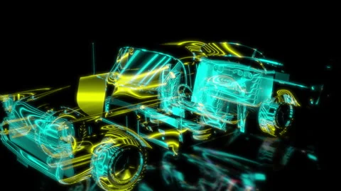 Rendering 3D animation, VISUAL EFFECTS car Model on a black background 스톡 동영상 275090303