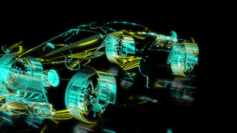 Rendering 3D animation, VISUAL EFFECTS car Model on a black background Vídeos de archivo 275091224