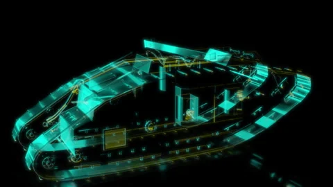 Rendering 3D animation, VISUAL EFFECTS Tank Model on a black background Stock-Footage 275091614