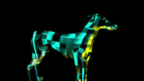 Rendering 3D animation, VISUAL EFFECTS Low Poly Greyhound Dog Model on a black Stock Footage 275091861