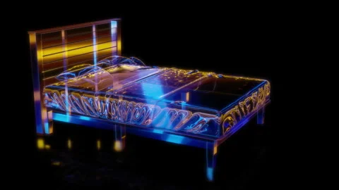 Rendering 3D animation, VISUAL EFFECTS Bed super single queen Model on a black Stock-Footage 275409023