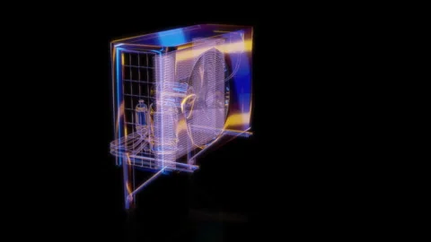 Rendering 3D animation, VISUAL EFFECTS Air conditioner Model on a black Stock Footage 275414967