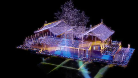 Rendering 3D animation, VISUAL EFFECTS Chinese Building Rock Wood House Model on Vídeos de archivo 275417089