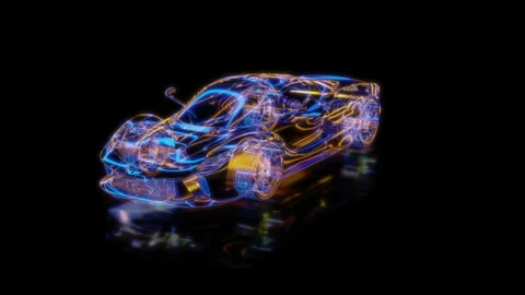 Rendering 3D animation, VISUAL EFFECTS car Model on a black background Stock Footage 275419388