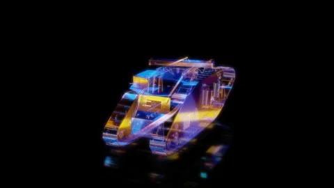 Rendering 3D animation, VISUAL EFFECTS Tank Model on a black background Stock Footage 275420166