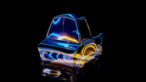 Rendering 3D animation, VISUAL EFFECTS Stylized Car Model on a black background Stock Footage 275420646