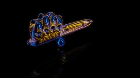 Rendering 3D animation, VISUAL EFFECTS Trench Knife Model on a black background Stock Footage 275421231