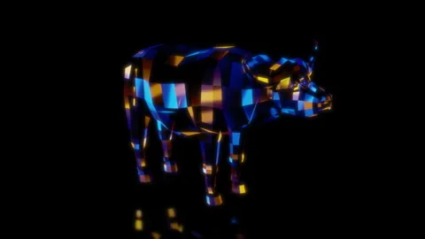 Rendering 3D animation, VISUAL EFFECTS Low Poly African Buffalo Model on a black Stock Footage 275422337