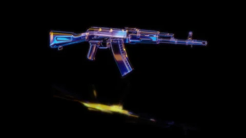 Rendering 3D animation, VISUAL EFFECTS assault rifle Model on a black background 스톡 동영상 275422665