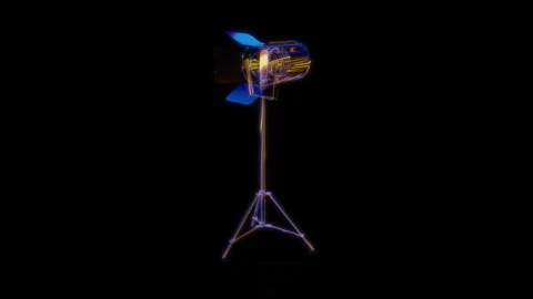 Rendering 3D animation, VISUAL EFFECTS Spot light Model on a black background Stock Footage 275422807
