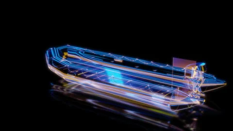 Rendering 3D animation, VISUAL EFFECTS Boat Model on a black background Stock Footage 275423388