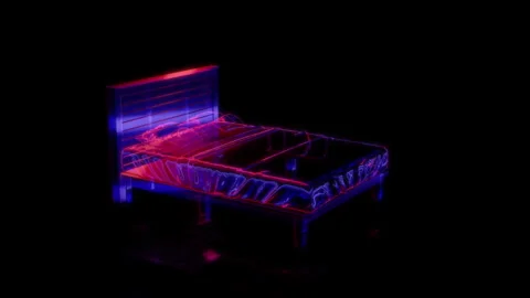 Rendering 3D animation, VISUAL EFFECTS Bed super single queen Model on a black Stock Footage 275597750