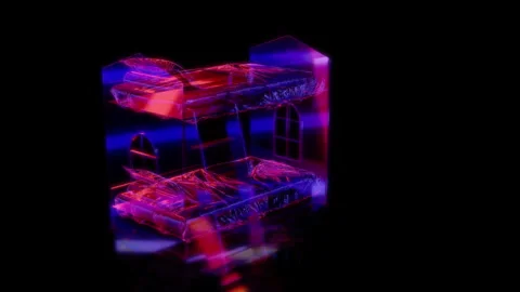 Rendering 3D animation, VISUAL EFFECTS Children's bunk bed Model on a black Stock Footage 275598618