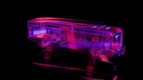 Rendering 3D animation, VISUAL EFFECTS Bus Model on a black background Stock Footage 275599236