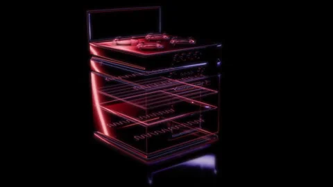 Rendering 3D animation, VISUAL EFFECTS Oven Model on a black background Stock Footage 275600808
