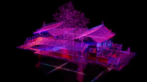 Rendering 3D animation, VISUAL EFFECTS Chinese Building Rock Wood House Model on Stock Footage 275601103