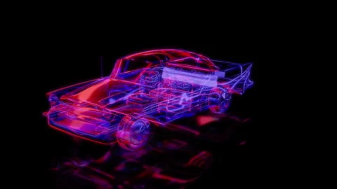 Rendering 3D animation, VISUAL EFFECTS car Model on a black background Stock Footage 275601421
