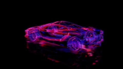 Rendering 3D animation, VISUAL EFFECTS car Model on a black background Stock Footage 275601764