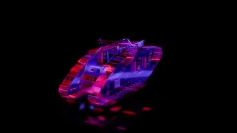 Rendering 3D animation, VISUAL EFFECTS Tank Model on a black background Stock Footage 275601957