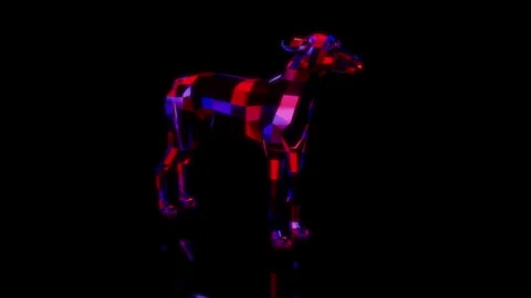 Rendering 3D animation, VISUAL EFFECTS Low Poly Greyhound Dog Model on a black Stock Footage 275602137