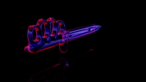 Rendering 3D animation, VISUAL EFFECTS Trench Knife Model on a black background Stock Footage 275602255