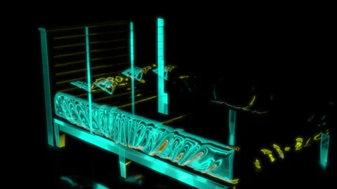 Rendering 3D animation, VISUAL EFFECTS Bed super single queen Model on a black Stock Footage 276210737