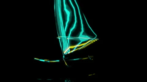 Rendering 3D animation, VISUAL EFFECTS Low Poly Wind Surf Model on a black Stock Footage 276215348