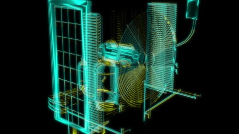 Rendering 3D animation, VISUAL EFFECTS Air conditioner Model on a black Stock Footage 276216241