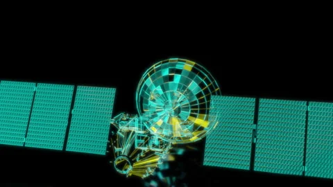Rendering 3D animation, VISUAL EFFECTS Satellite Model on a black background Stock Footage 276217172