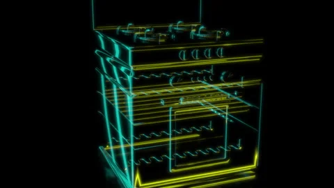 Rendering 3D animation, VISUAL EFFECTS Oven Model on a black background Stock Footage 276217951