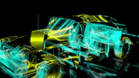 Rendering 3D animation, VISUAL EFFECTS car Model on a black background Stock Footage 276219045