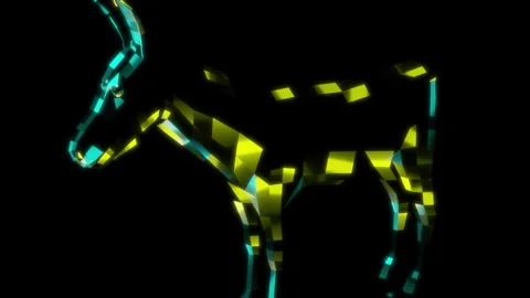 Rendering 3D animation, VISUAL EFFECTS Low Poly Donkey Model on a black Stock Footage 276219356