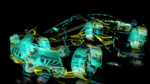 Rendering 3D animation, VISUAL EFFECTS car Model on a black background Stock Footage 276219948