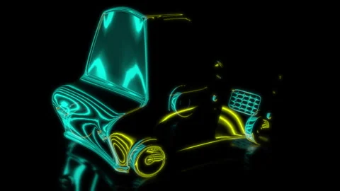 Rendering 3D animation, VISUAL EFFECTS Stylized Car Model on a black background Stock Footage 276220462