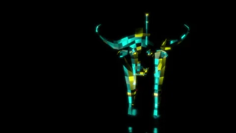 Rendering 3D animation, VISUAL EFFECTS Low Poly African Buffalo Model on a black Stock Footage 276221680