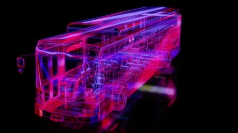 Rendering 3D animation, VISUAL EFFECTS Bus Model on a black background Stock Footage 276349310