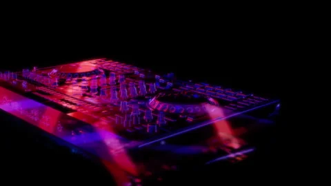 Rendering 3D animation, VISUAL EFFECTS Dj Mixer Audio Model on a black Stock Footage 276349656